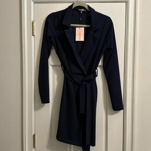 Missguided Navy Wrap Blazer Dress